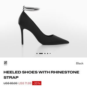 Mango Elegant Black Heels rhinestone strap